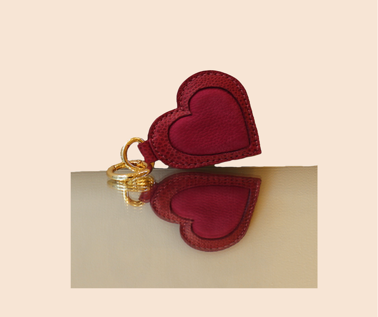 Porte-clef coeur framboise