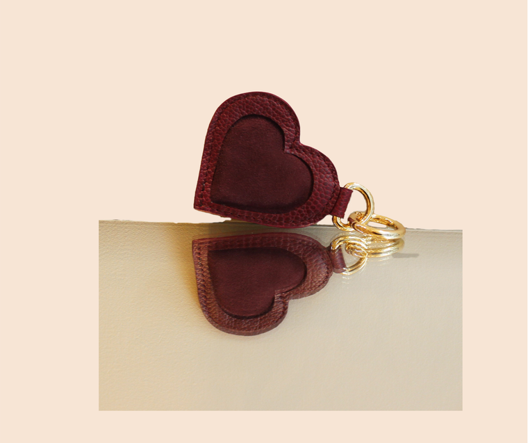 Porte-clef coeur bordeaux