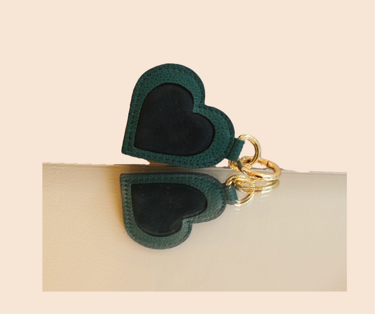 Porte-clef coeur émeraude